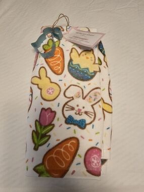 Easter Bunny & Carrot Plush Kitchen Towel - White